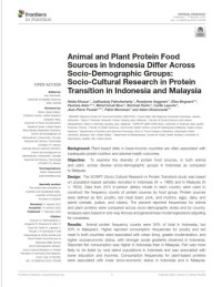 Animal and Plant Protein Food Sources in Indonesia Differ Across Socio-Demographic Groups: Socio-Cultural Research in Protein Transition in Indonesia and Malaysia