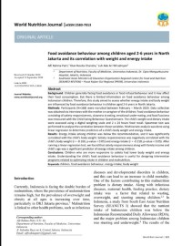 Food avoidance behaviour among children aged 2-6 years in NorthJakarta and its correlation with weight and energy intake