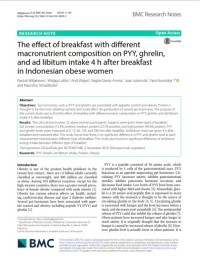 The effect of breakfast with different macronutrient composition on PYY, ghrelin, and ad libitum intake 4 h after breakfast in Indonesian obese women