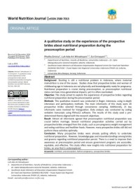 Image of A qualitative study on the experiences of the prospective brides about nutritional preparation during the preconception period