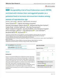 Image of Acceptability trial of local Indonesian snack (SISTIK) enriched with chicken liver and eggshell powder as a potential food to increase micronutrient intakes among women of reproductive age