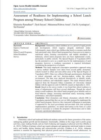Image of Assessment of Readiness for Implementing a School Lunch Program among Primary School Children