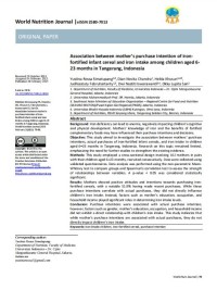 Image of Association between mother’s purchase intention of iron fortified infant cereal and iron intake among children aged 623 months in Tangerang, Indonesia