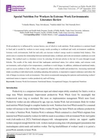 Image of Special Nutrition For Workers In Extreme Work Environments: Literature Review