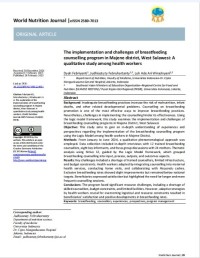 Image of The implementation and challenges of breastfeeding counselling program in Majene district, West Sulawesi: A qualitative study among health workers