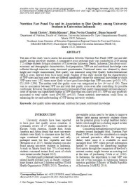 Nutrition  Fact  Panel  Use  and  its  Association  to  Diet  Quality  among  University  Students in Universitas Indonesia