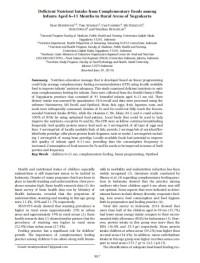 Deficient Nutrient Intake from Complementary Foods among Infants Aged 6-11 Months in Rural Areas of Yogyakarta