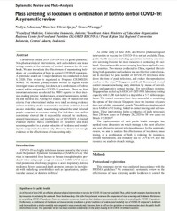 Mass screening vs lockdown vs combination of both to control COVID-19: A systematic review