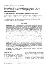 Eating behaviour of young female workers with low socioeconomic status in Malang City, East Java: a qualitative study