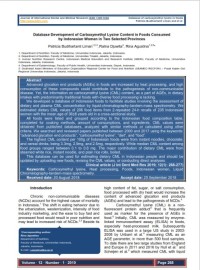 Database development of carboxymethyl lysine content in foods consumed by Indonesian women in two selected provinces