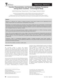 Country Characteristics and Variation in Diabetes Prevalence among Asian Countries – an Ecological Study