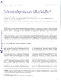 Feeding practices of young children aged 12-23 months in different socio-economic settings: a study from an urban area of Indonesia