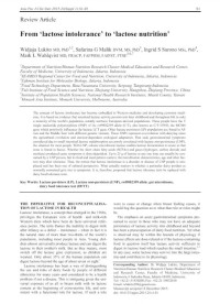 From ‘lactose intolerance’ to ‘lactose nutrition’