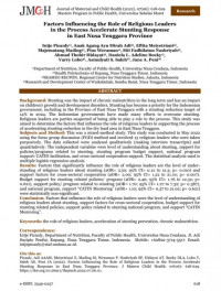 Factors Influencing the Role of Religious Leaders in the Process Accelerate Stunting Response in East Nusa Tenggara Province
