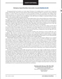 Workplace-based Nutrition Intervention towards Nutrition for All