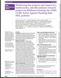 Monitoring the progress and impact of a multicountry, interdisciplinary research project on childhood stunting: the UKRI GCRF Action Against Stunting Hub MEL protocol