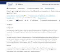 Image of Linear Programming Optimization of Local Food-Based Recommendations for Undernourished Urban Poor Malaysian Children Aged 2 to 5 Years