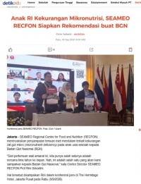 Image of Anak RI Kekurangan Mikronutrisi, SEAMEO RECFON Siapkan Rekomendasi buat BGN

Anak RI Kekurangan Mikronutrisi, SEAMEO RECFON Siapkan Rekomendasi buat BGN