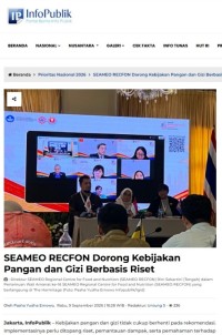 Image of SEAMEO RECFON Dorong Kebijakan Pangan dan Gizi Berbasis Riset