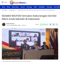 Image of SEAMEO RECFON Temukan Kekurangan Zat Gizi Mikro Anak Sekolah di Indonesia