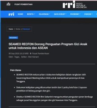 Image of SEAMEO RECFON Dorong Penguatan Program Gizi Anak untuk Indonesia dan ASEAN