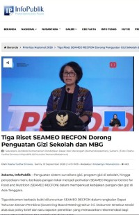 Image of Tiga Riset SEAMEO RECFON Dorong Penguatan Gizi Sekolah dan MBG