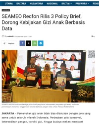 Image of SEAMEO Recfon Rilis 3 Policy Brief, Dorong Kebijakan Gizi Anak Berbasis Data