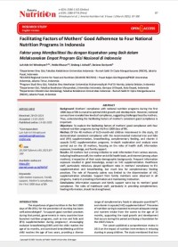 Image of Facilitating Factors of Mothers’ Good Adherence to Four National  Nutrition Programs in Indonesia