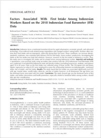 Image of Factors  Associated  With  First Intake Among Indonesian Workers Based on the 2018 Indonesian Food Barometer (IFB) Data