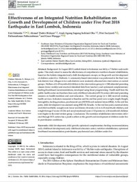 Effectiveness of an Integrated Nutrition Rehabilitation on Growth and Development of Children under Five Post 2018 Earthquake in East Lombok, Indonesia