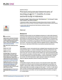 Prenatal and postnatal determinants of stunting at age 0–11 months: A cross-sectional study in Indonesia