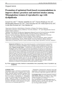Promotion of optimized food-based recommendations to improve dietary practices and nutrient intakes among Minangkabau women of reproductive age with dyslipidemia