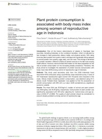 Plant protein consumption is associated with body mass index among women of reproductive age in Indonesia