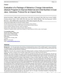 Evaluation of a Package of Behaviour Change Interventions (Baduta Program) to Improve Maternal and Child Nutrition in East Java, Indonesia: Protocol for an Impact Study