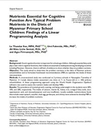 Nutrients Essential for Cognitive Function Are Typical Problem Nutrients in the Diets of Myanmar Primary School Children: Findings of a Linear Programming Analysis