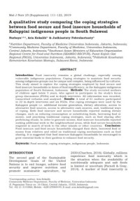 A qualitative study comparing the coping strategies between food secure and food insecure households of Kaluppini indigenous people in South Sulawesi