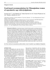 Food-based recommendations for Minangkabau womenof reproductive age with dyslipidemia