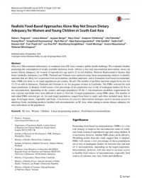 Realistic Food-Based Approaches Alone May Not Ensure Dietary Adequacy for Women and Young Children in South-East Asia