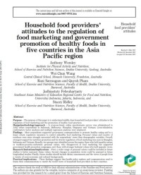 Household food providers’ attitudes to the regulation of food marketing and government promotion of healthy foods in five countries in the Asia Pacific region