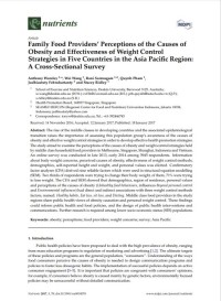 Family Food Providers’ Perceptions of the Causes of Obesity and Effectiveness of Weight Control Strategies in Five Countries in the Asia Pacific Region: A Cross-Sectional Survey