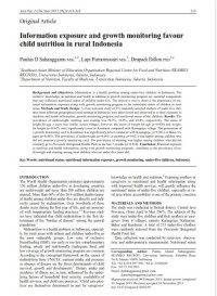 Information exposure and growth monitoring favour child nutrition in rural Indonesia