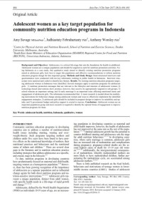 Adolescent women as a key target population for community nutrition education programs in Indonesia