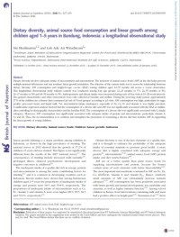 Dietary diversity, animal source food consumption and linear growth among children aged 1-5 years in Bandung, Indonesia: a longitudinal observational study