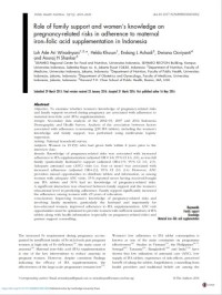 Role of family support and women's knowledge on pregnancy-related risks in adherence to maternal iron-folic acid supplementation in Indonesia