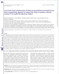 Local food-based complementary feeding recommendations developed by the linear programming approach to improve the intake of problem nutrients among 12-23-month-old Myanmar children