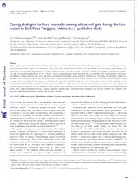 Coping strategies for food insecurity among adolescent girls during the lean season in East Nusa Tenggara, Indonesia: a qualitative study