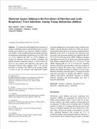Maternal agency influences the prevalence of diarrhea and acute respiratory tract infections among young Indonesian children
